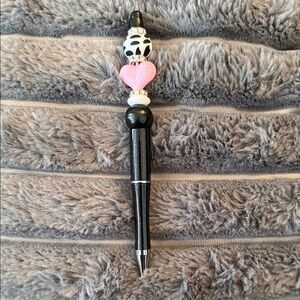 Black and Pink Beaded Pen